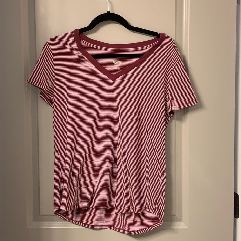 Maroon and white stripe tee